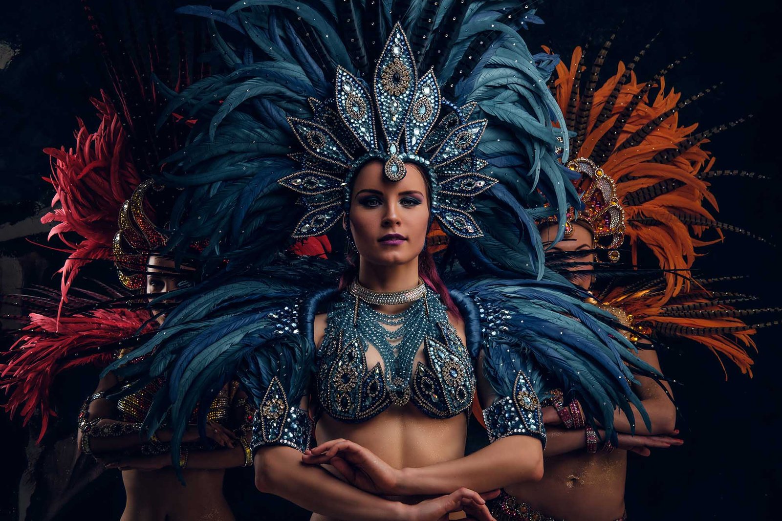 three beautiful women in traditional brazilian car 38JQCGU